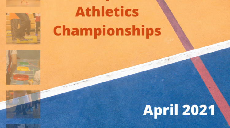 A poster with a background of an athletics track, displaying the SDS logo and details of the dates, name and email address for the